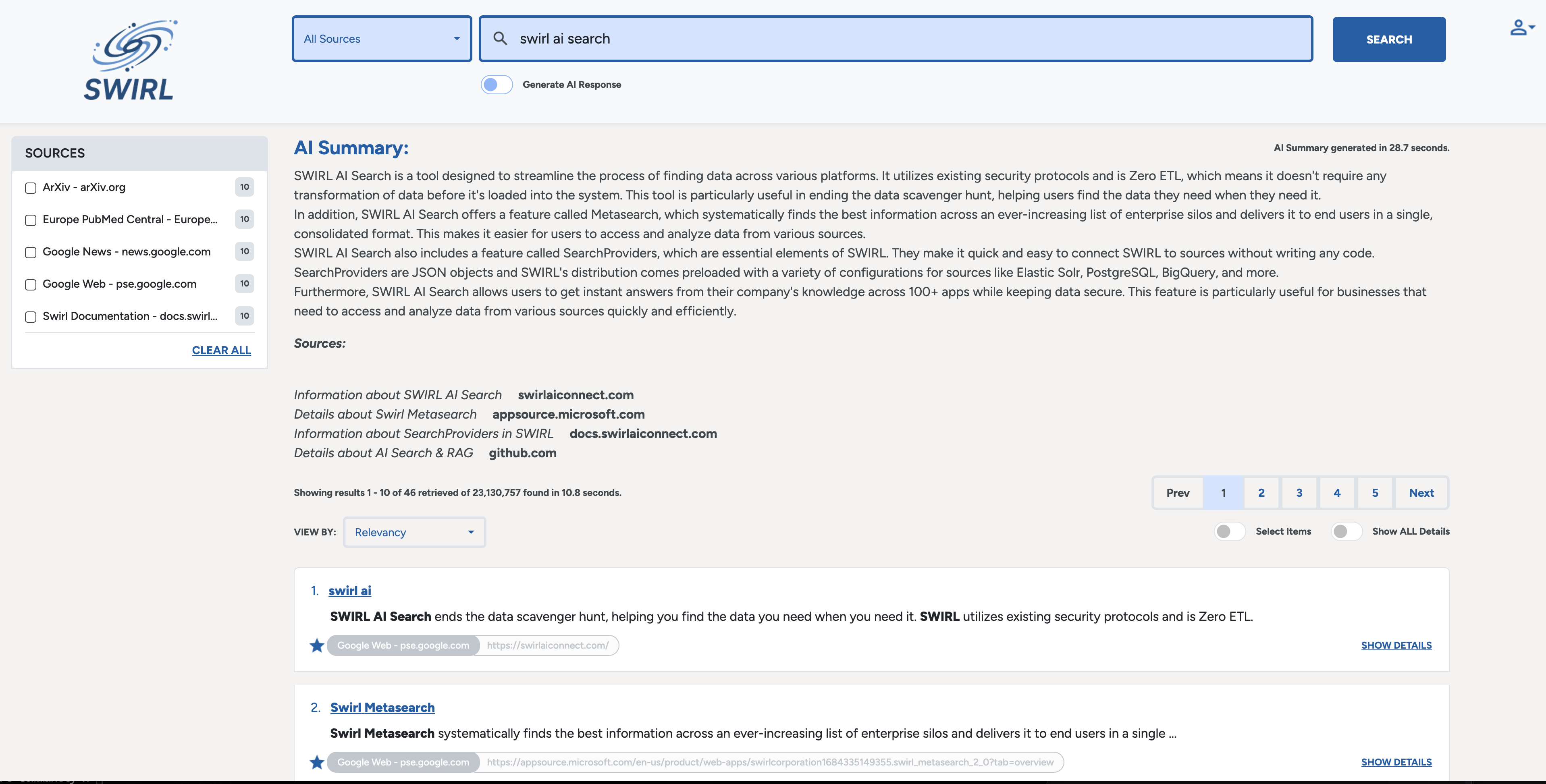 SWIRL AI Search RAG AI Insight