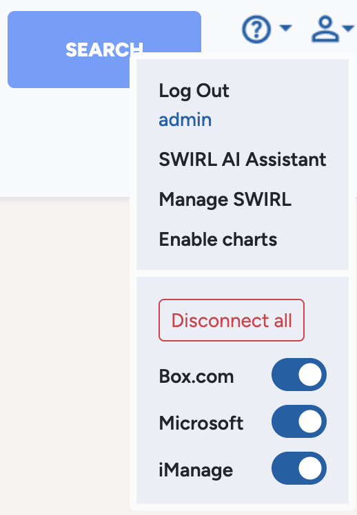 SWIRL Enterprise 4.4 featuring Disconnect all button