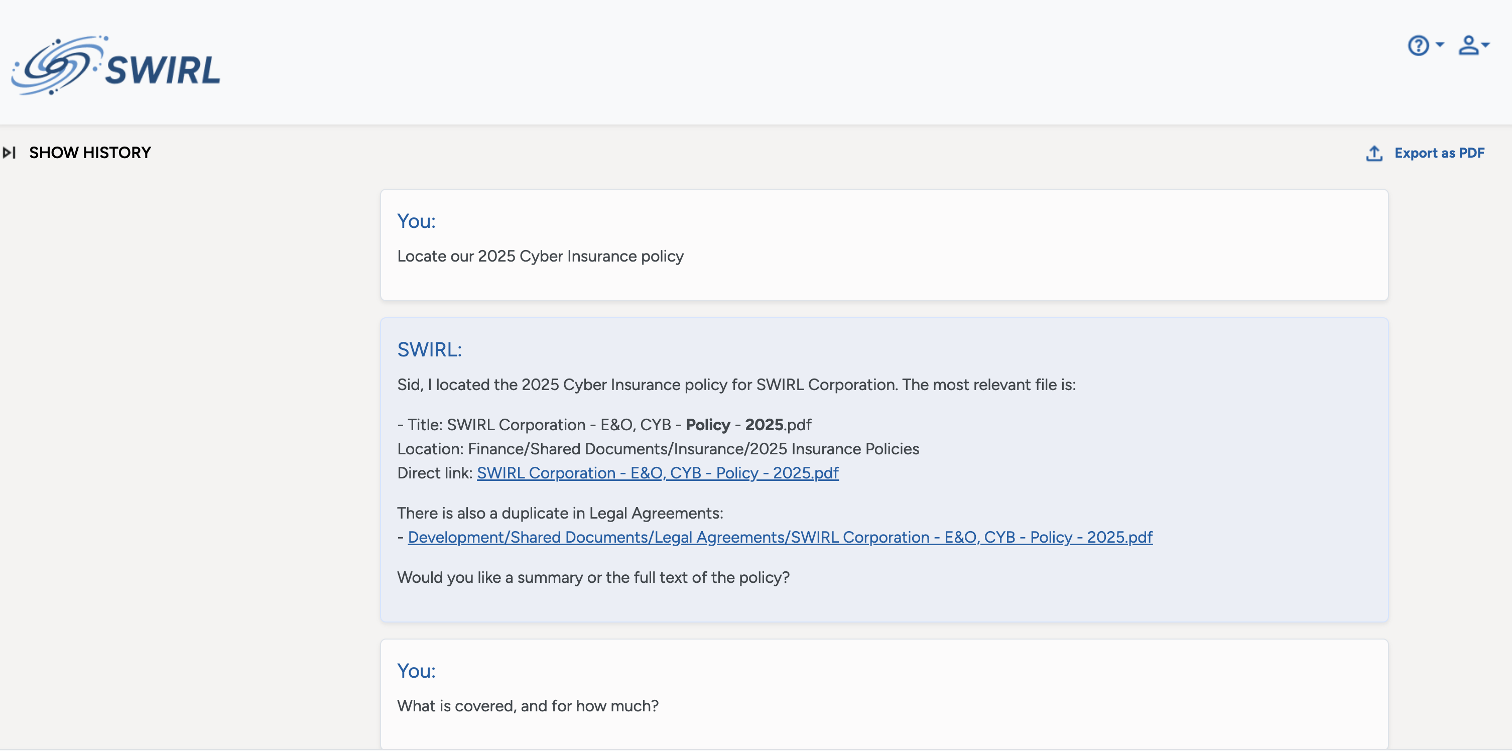 SWIRL Enterprise 4.4 featuring Document location
