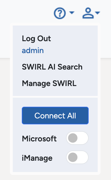 SWIRL AI Assistant 4.4.1 featuring Connect All button