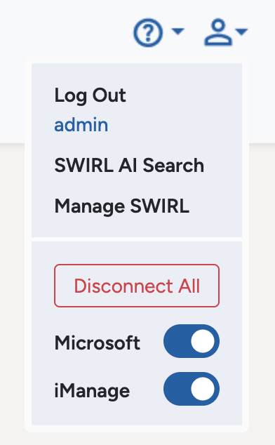 SWIRL AI Assistant 4.4.1 featuring Disconnect All button