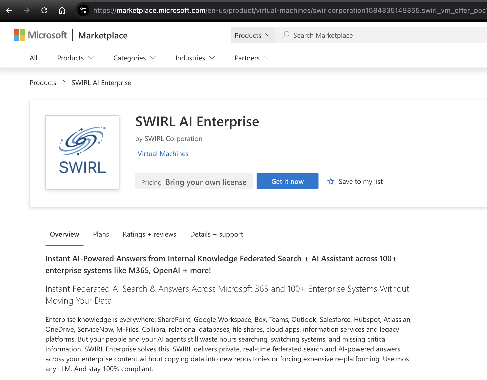 SWIRL Azure Marketplace Offer
