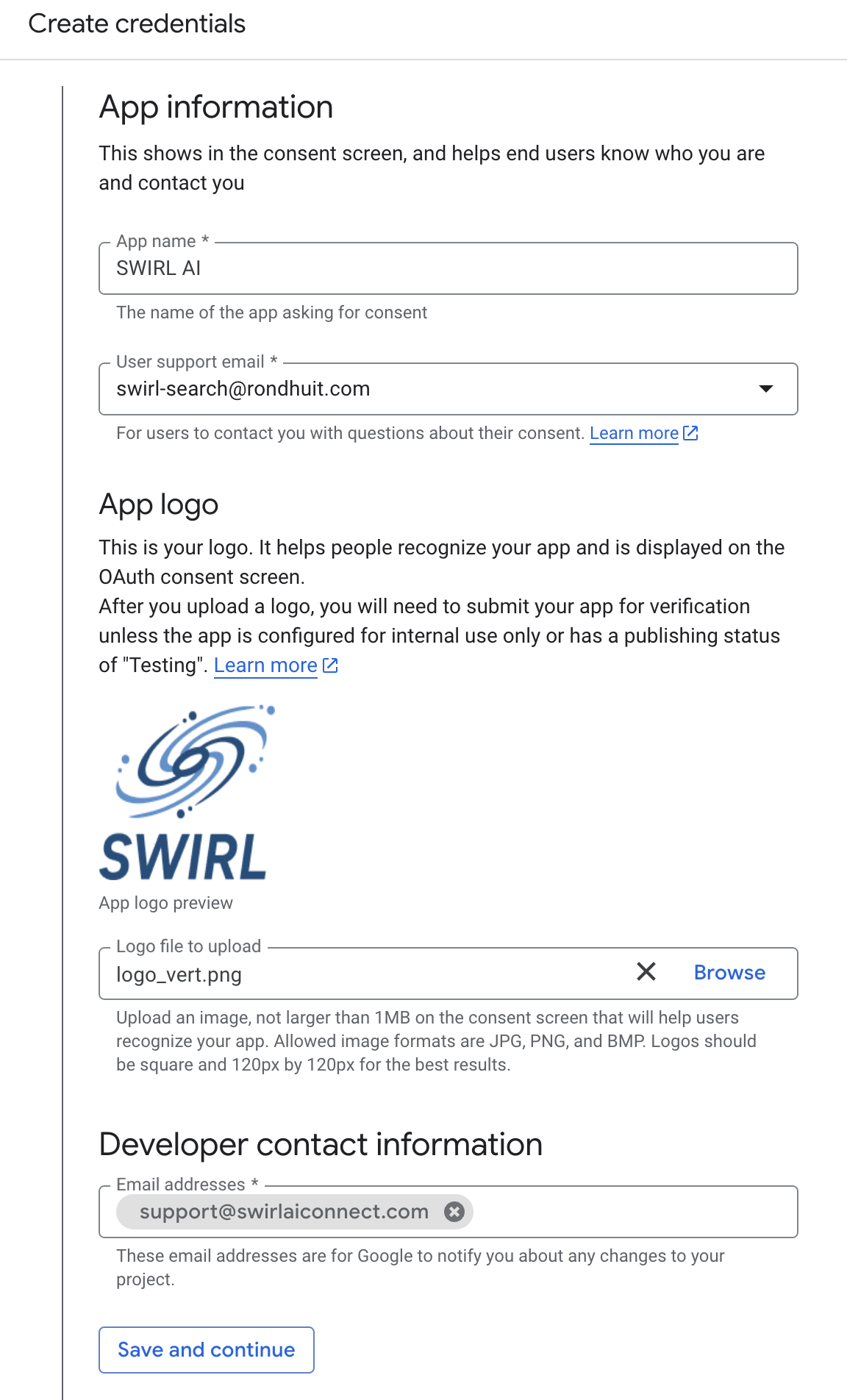 Google Workspace App Registration, Step 10