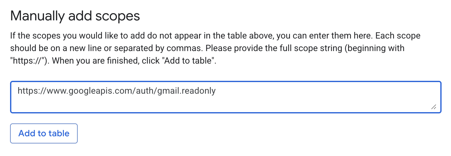 Google Workspace App Registration, Step 12