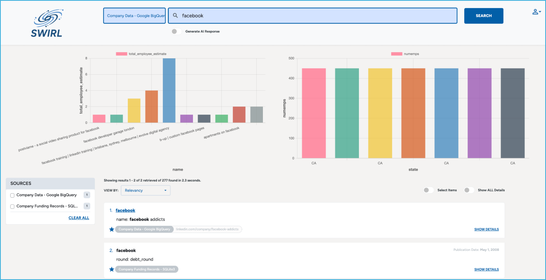 Galaxy UI with charts displayed