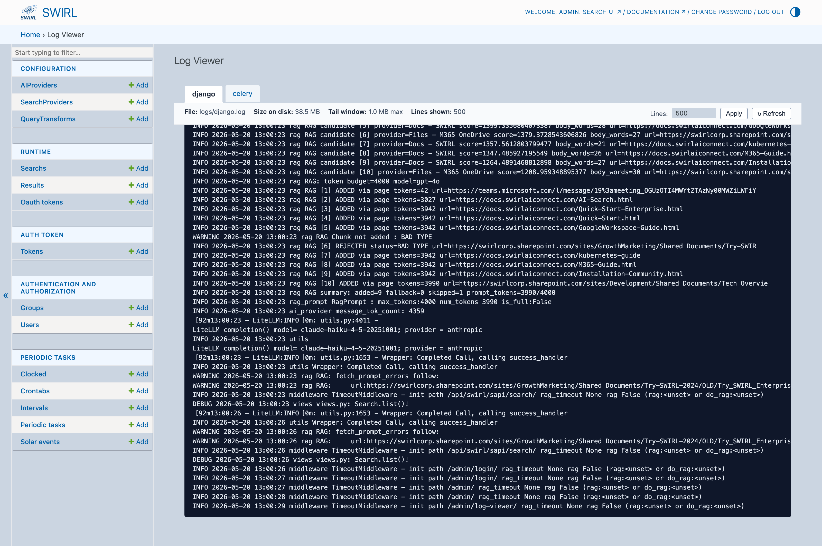SWIRL Log Viewer