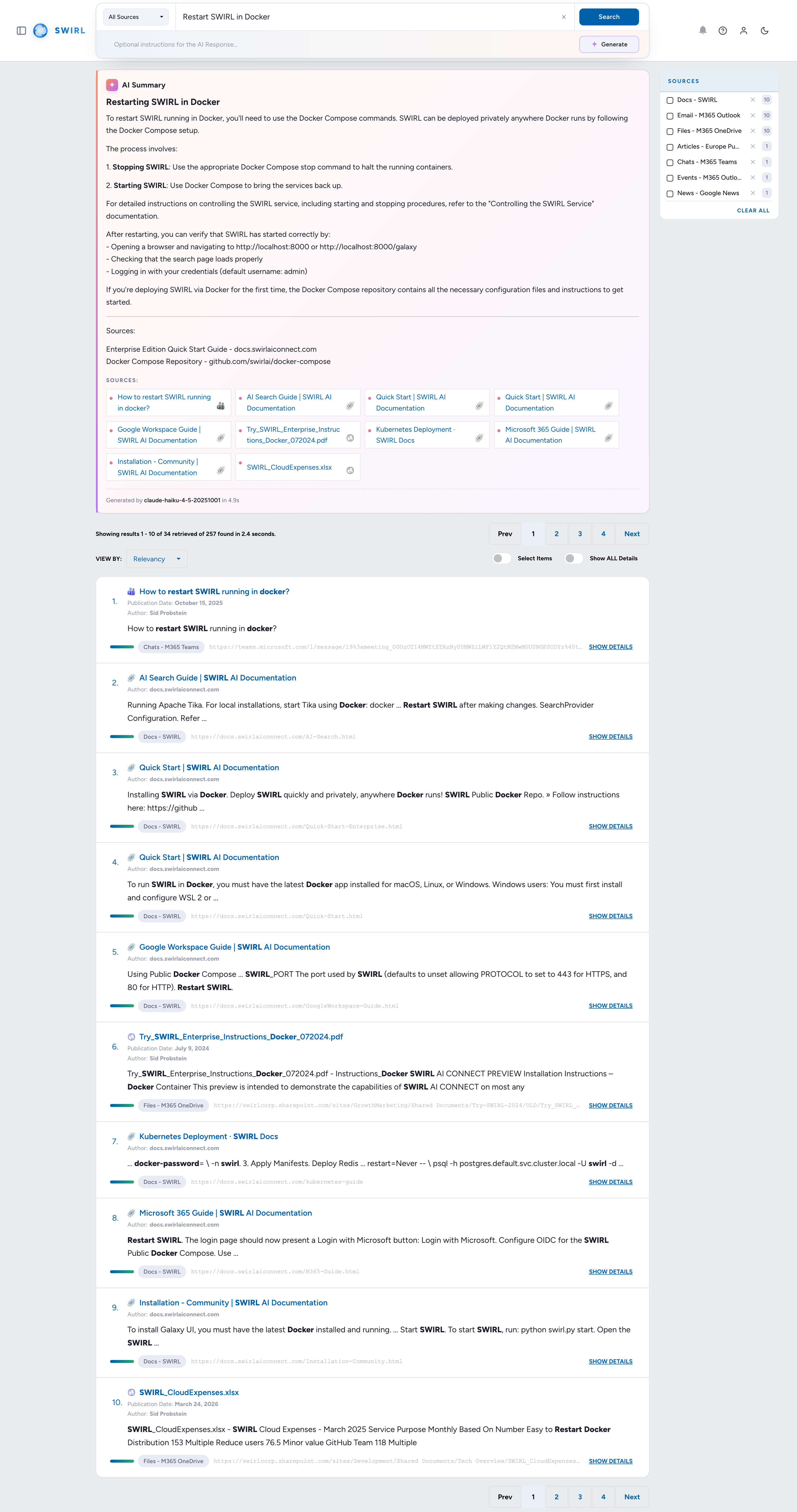 SWIRL AI Summary in results