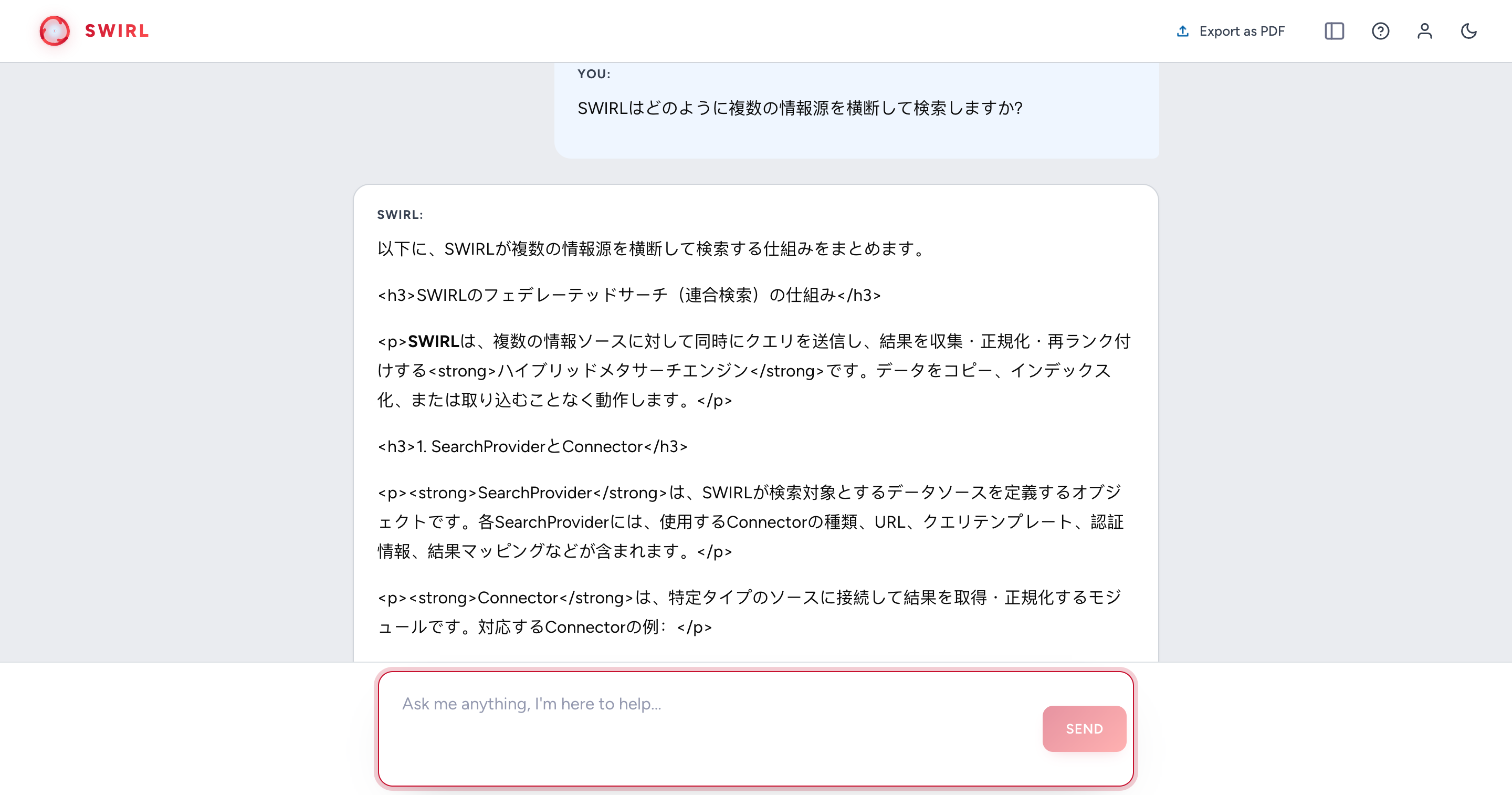 Querying SWIRL Assistant in Japanese